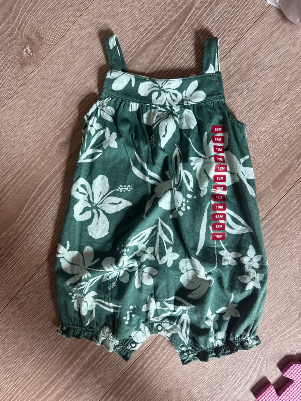 Green Floral Baby Bubble Romper